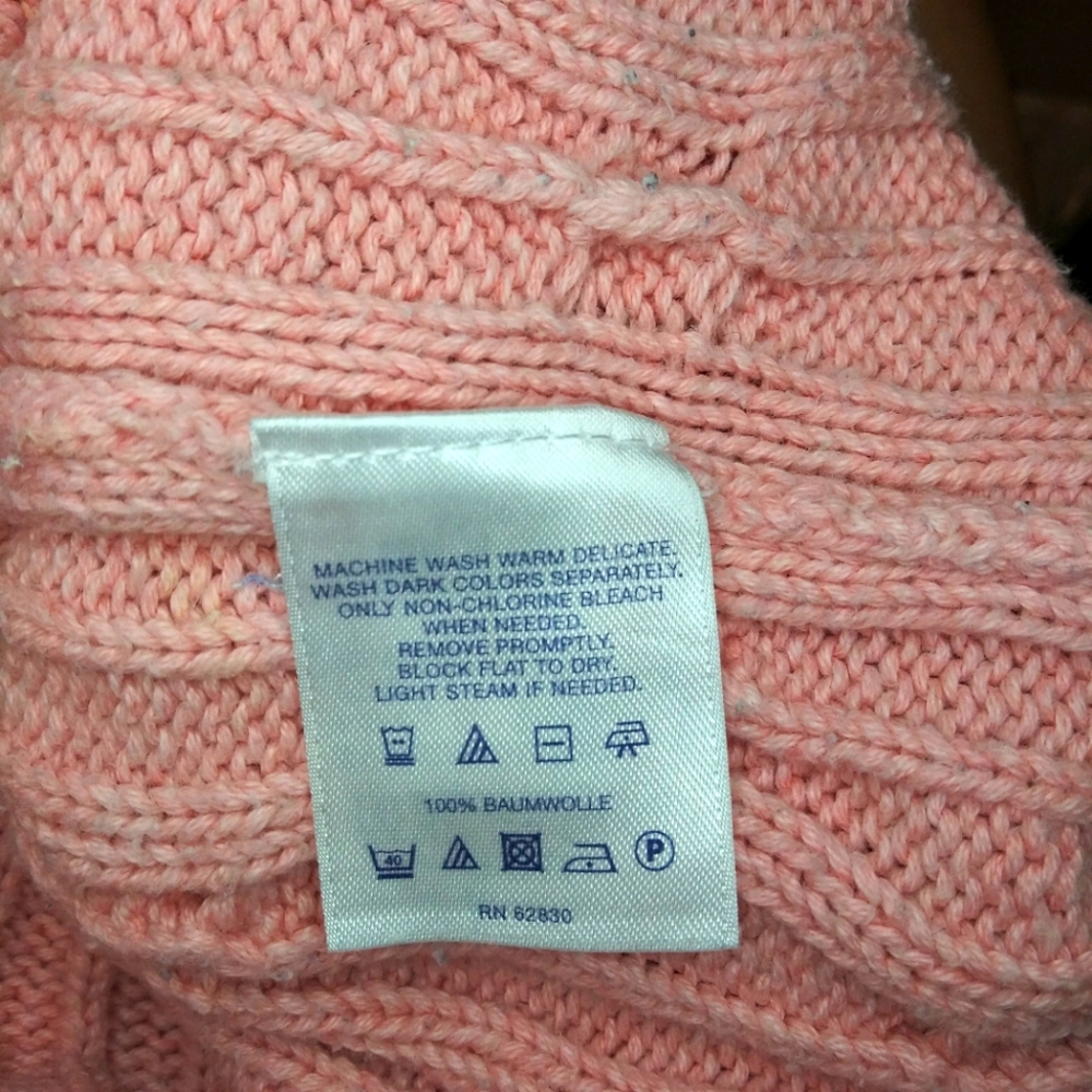 Land's End Drifter Cable Crew Neck Sweater In Cameo Pink/Clay Bisque Heather - Picture 8 of 10